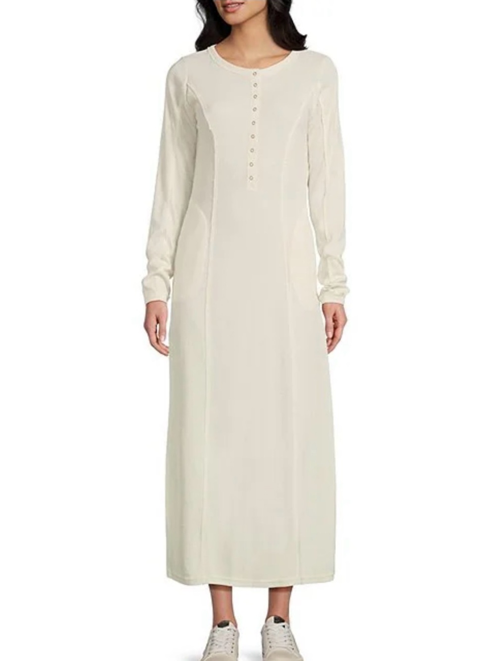 C&V Chelsea & Violet Cream Thermal Henley Maxi Dress Juniors L NWT - Picture 2 of 15